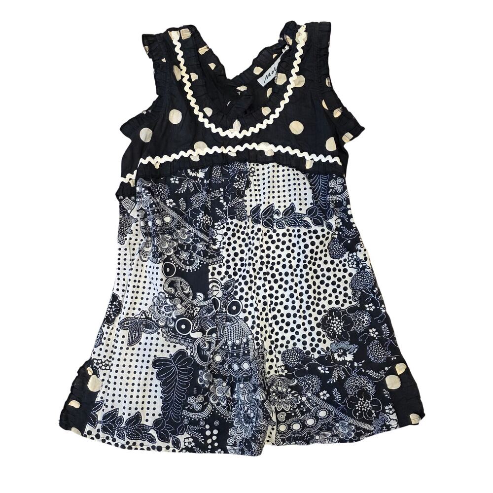 vintage NWOT Molato Y2K black and white floral flowy tank top, cotton sz S